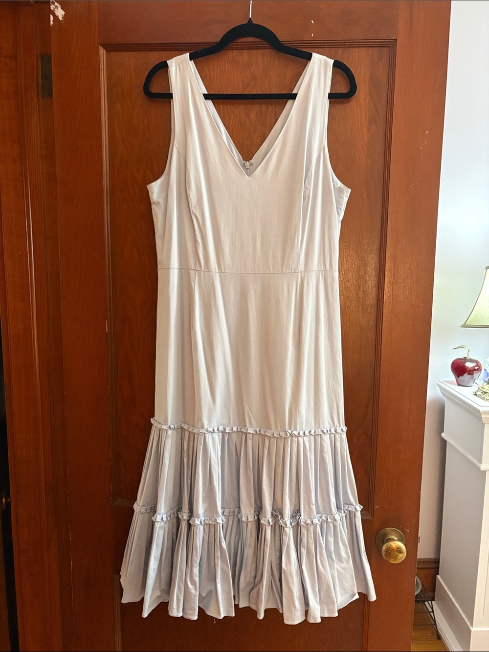 Antonio Melani Sleeveless V-Neck Pale Blue Tiered Midi Dress